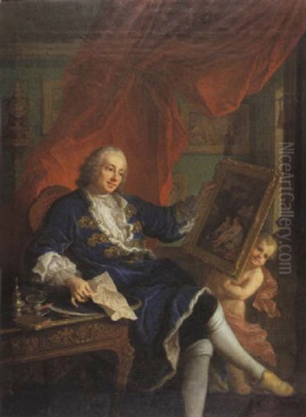 Portrait De Leonard Batheon De Vertrieu, Premier President Au Bureau Des Finances De La Generalite De Lyon En 1733 Oil Painting by Charles Grandon