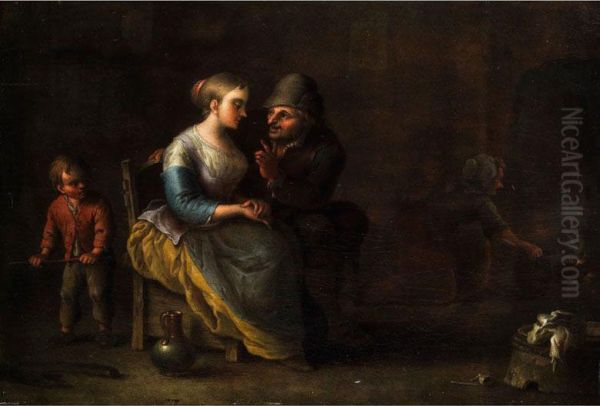 Die Belehrung Vor Dem Kamin Oil Painting by Johann Daniel Bager