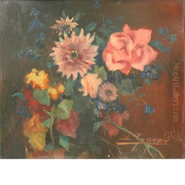 Still Life Of Flowers Oil Painting by Luis Graner y Arrufi