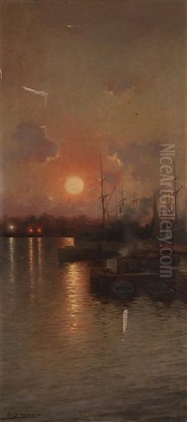 Nocturno Oil Painting by Luis Graner y Arrufi