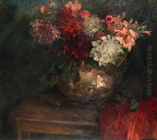 Gjarron Con Flores Oil Painting by Luis Graner y Arrufi