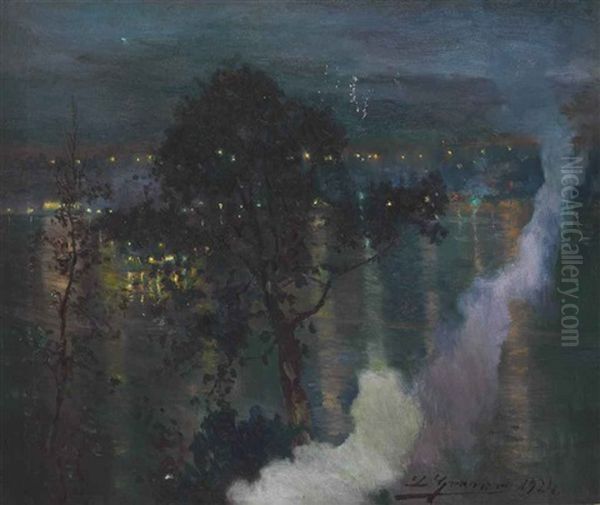 Vista Nocturna Oil Painting by Luis Graner y Arrufi