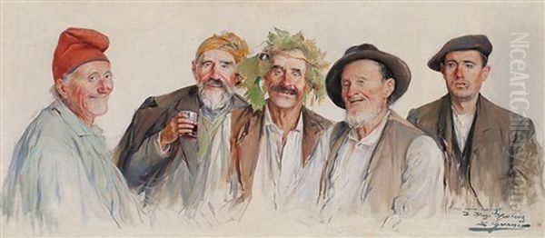 Bebedores Oil Painting by Luis Graner y Arrufi