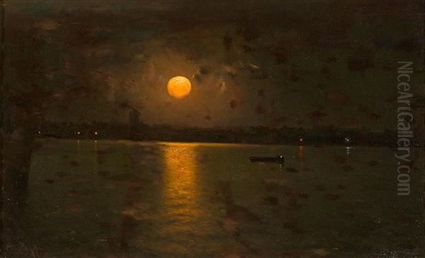 Marina Nocturna Oil Painting by Luis Graner y Arrufi