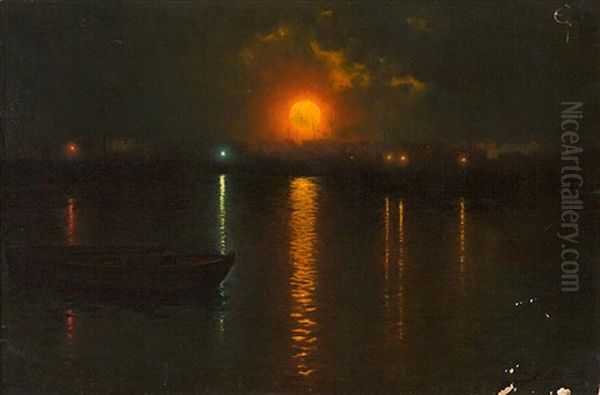 Marina Nocturna Oil Painting by Luis Graner y Arrufi