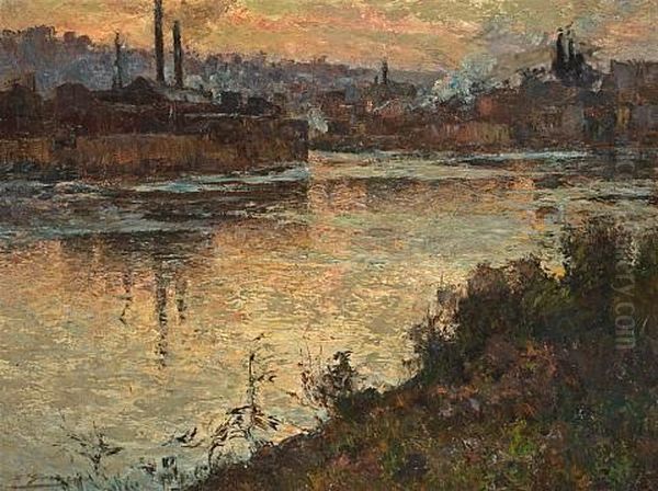 Mills At Sunset Oil Painting by Luis Graner y Arrufi