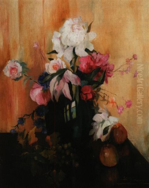 Still Life Of Flowers Oil Painting by Luis Graner y Arrufi