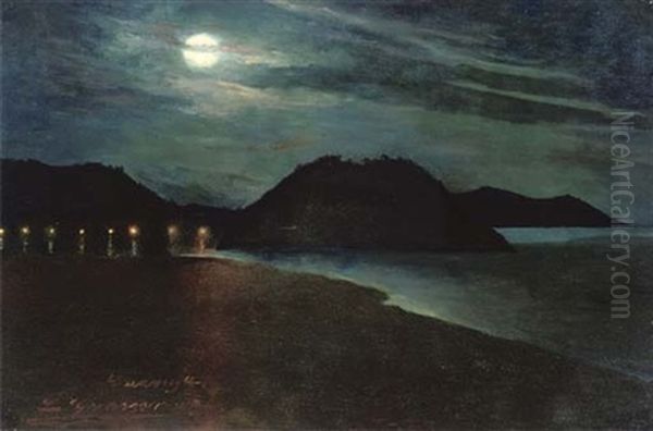 Guaviya By Moonlight Oil Painting by Luis Graner y Arrufi