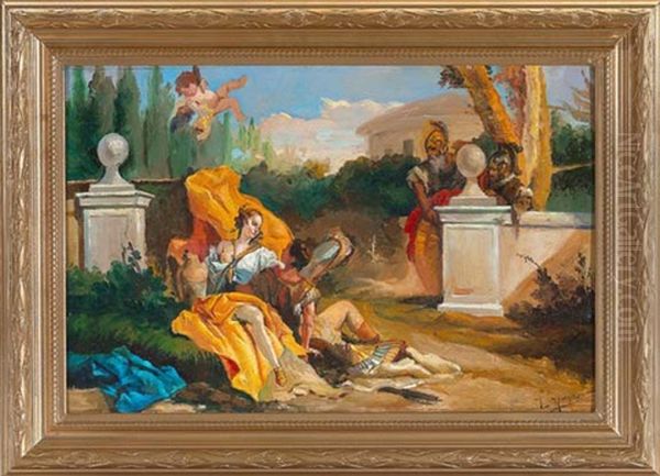 Classical Landscape With A Maiden And Her Admirer Oil Painting by Luis Graner y Arrufi