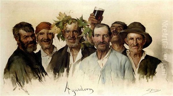 Aguadores (the Wine Drinkers) Oil Painting by Luis Graner y Arrufi