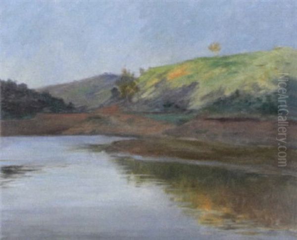 Bord De Riviere Et Colline Oil Painting by Luis Graner y Arrufi