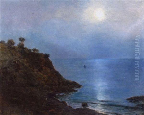 Marine Au Clair De Lune Oil Painting by Luis Graner y Arrufi