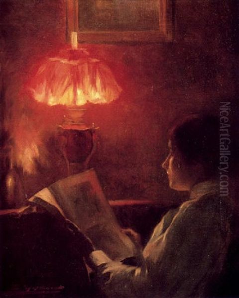 Lectura En La Noche Oil Painting by Luis Graner y Arrufi