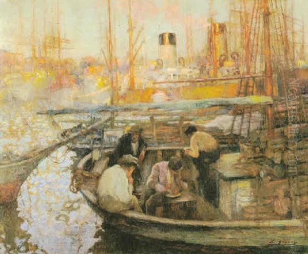 Cena De Pescadores (puerto) Oil Painting by Luis Graner y Arrufi