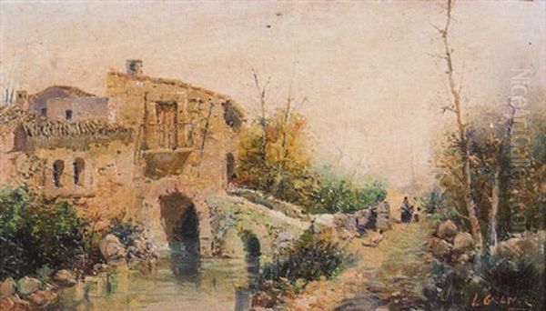 La Casa Del Rio Oil Painting by Luis Graner y Arrufi