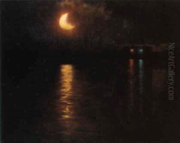 Paisaje Nocturno Oil Painting by Luis Graner y Arrufi