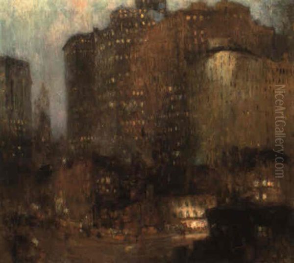 The New And Old New York Oil Painting by Luis Graner y Arrufi