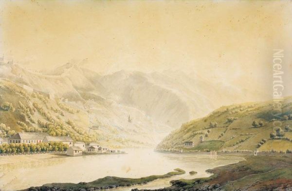 Vue Des Environs De Genes Sur La Rive Droite Du Bisagno Oil Painting by Giuseppe Pietro Bagetti