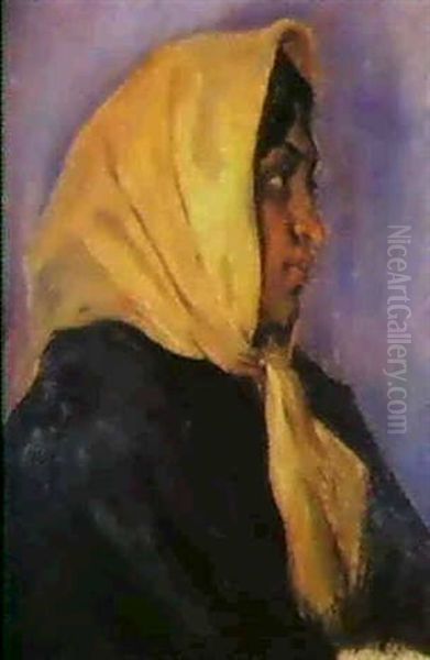 Joven Gitana Con El Panuela Amarillo Oil Painting by Luis Graner y Arrufi