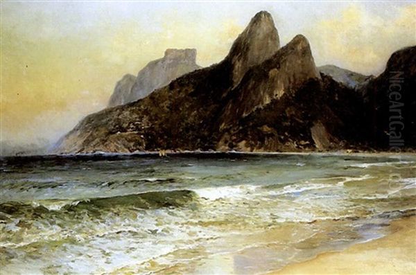 Ipanema Beach With The Two Brothers And The Peak Of Gavea Inthe Distance Oil Painting by Luis Graner y Arrufi