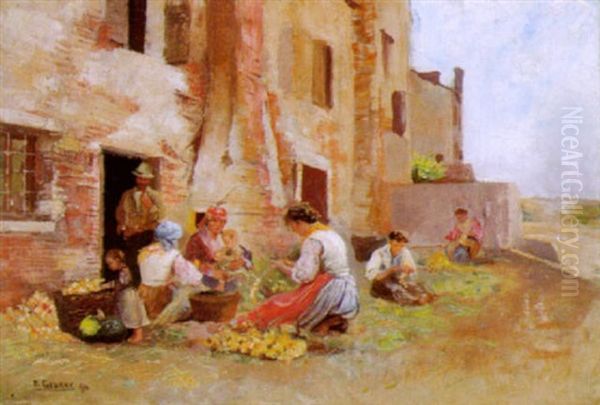 Zwiebelbinderinnen Aus Chioggia Oil Painting by Ernst Graner