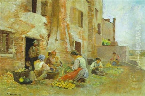 Zweibellbunderinnen In Chioggia Oil Painting by Ernst Graner