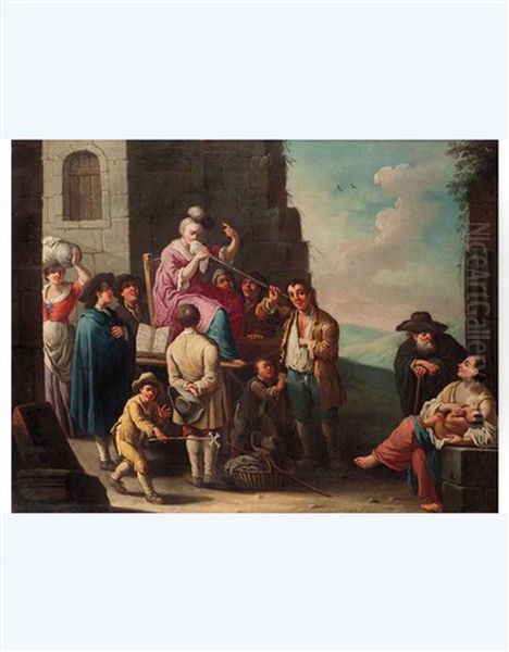 L'indovina (+ La Distribuzione Della Minestra Ai Poveri; 2 Works) Oil Painting by Giovanni Michele Graneri