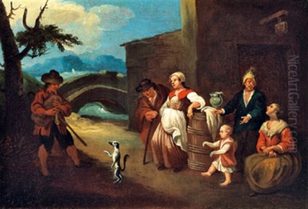 Un Zampognaro Fa Ballare Un Cagnolina Oil Painting by Giovanni Michele Graneri