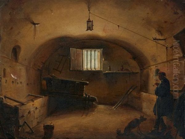 L'interieur D'un Cellier Oil Painting by Francois Marius Granet