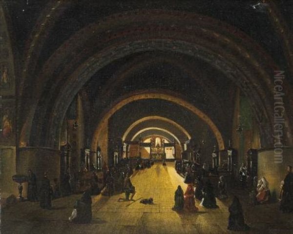 Basilica Inferiore Di San Francesco Oil Painting by Francois Marius Granet