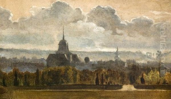 Vue De L'eglise Notre-dame De Versailles, Prise De La Plaine De Rocquencourt Vers Le Sud Oil Painting by Francois Marius Granet