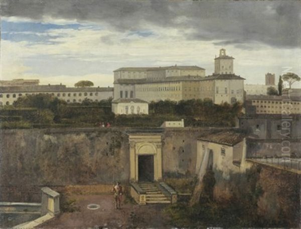 La Promenade Du Pape Pie Vii Dans Les Jardins Du Quirinal Oil Painting by Francois Marius Granet