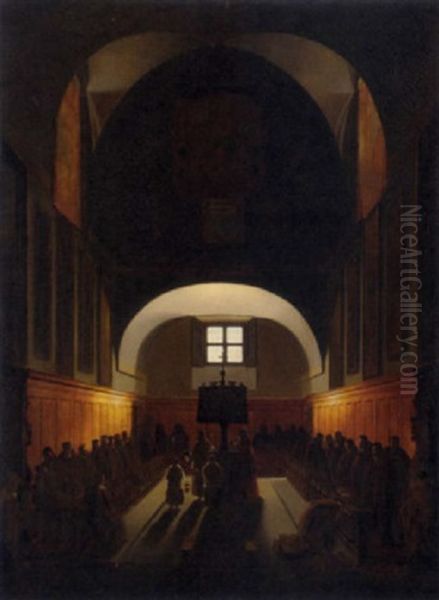 Interior Of The Choir In The Capuchin Church In Piazza Barberini, Rome Oil Painting by Francois Marius Granet