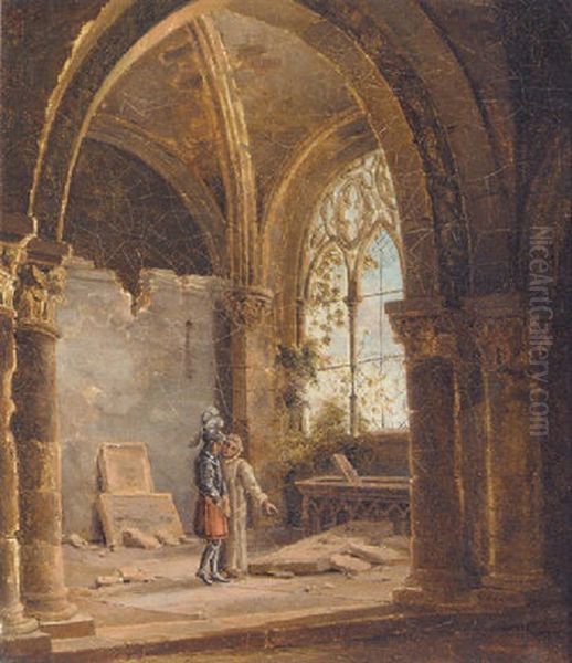 Surveying Damage To The Church Oil Painting by Francois Marius Granet