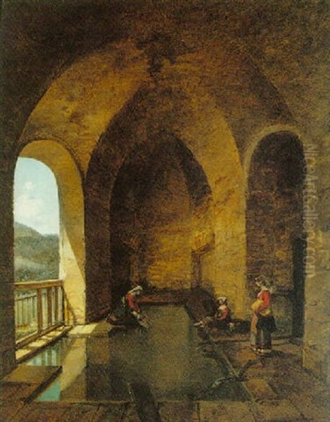 Lavandieres Dans Un Lavoir Voute Oil Painting by Francois Marius Granet