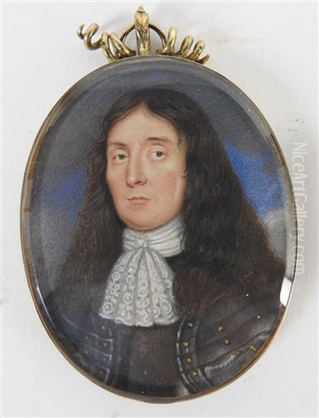 Portrait Miniature Of A Gentleman Wearing Silver Armour With Gilt Studs Oil Painting by David Des Granges