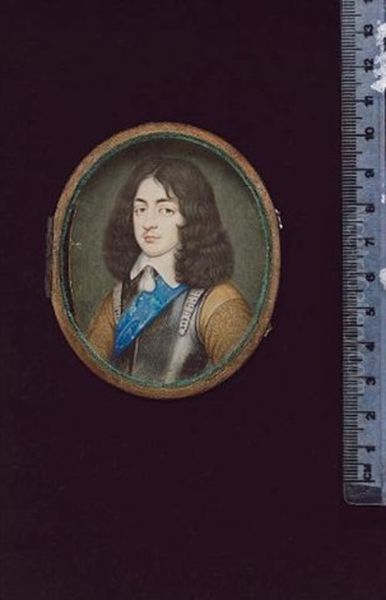 King Charles Ii Of England, Wearing The Blue Sash Of The Garter, His Silver Armour Breastplate Over Ochre Doublet, The Sleeves Embroidered, White Lawn Collar With Tassel Fastening by David Des Granges