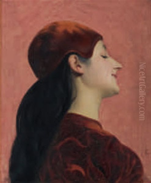 Portrait De Femme De Profil Oil Painting by Joseph Granie