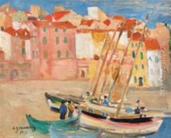 Plage De La Ponche, Saint-tropez Oil Painting by Sam Granowsky