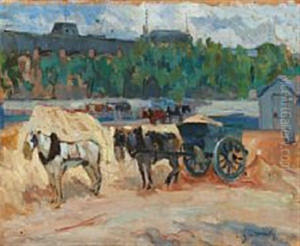 Horse Carriage Oil Painting by Sam Granowsky