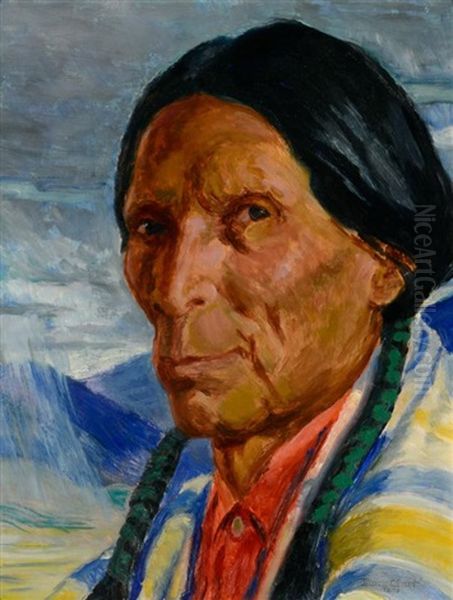 Indian Eyes, Taos Oil Painting by Blanche Chloe Grant