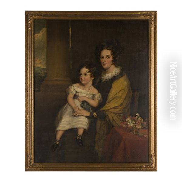 A Family Portrait Of Mrs George Kinnear And Her Daughter Janet Oil Painting by Sir Francis Grant