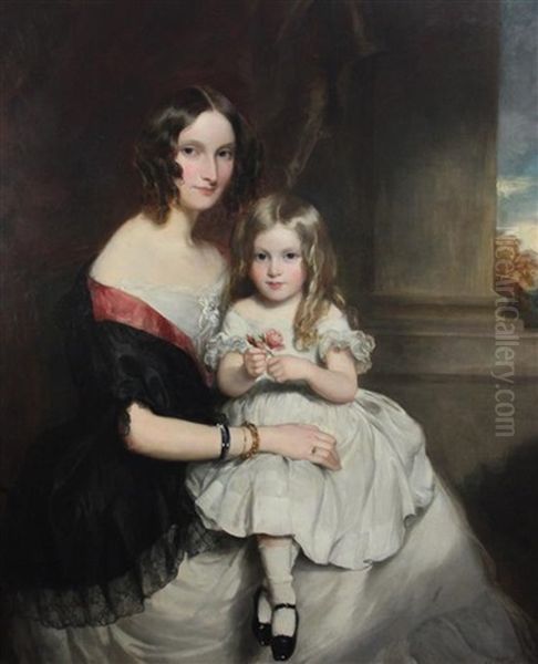 Portrait Of Maria, Lady Lechmere And Her Daughter, Louisa Oil Painting by Sir Francis Grant