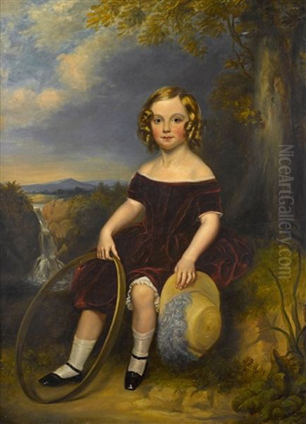 Portrait Of A Young Girl With A Hoop Oil Painting by Sir Francis Grant