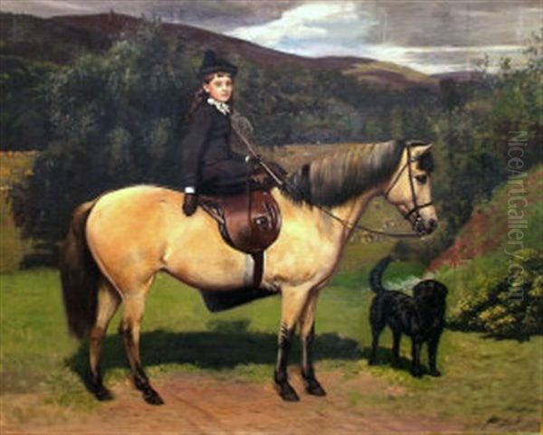 Janet Florence Menzies (lady Bridges) On A Pony In A Landscape Oil Painting by Sir Francis Grant