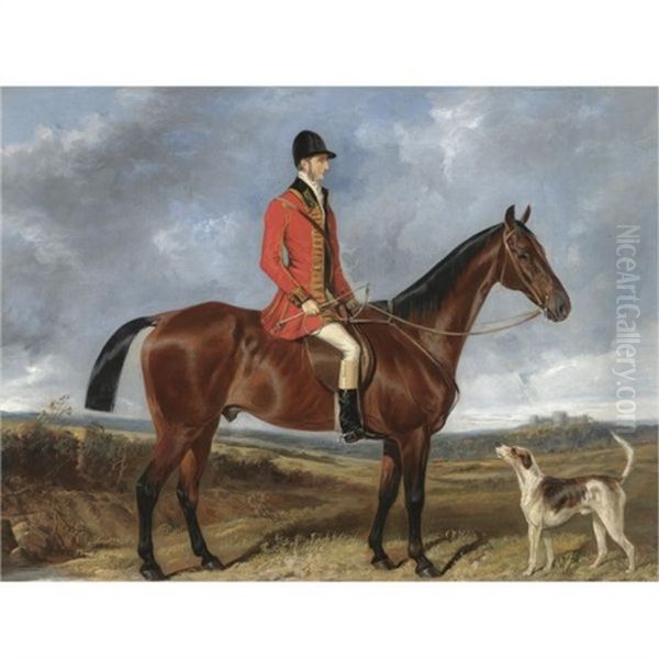 Portrait Of Charles Davis, Hunstman To The Royal Buckhounds Oil Painting by Sir Francis Grant