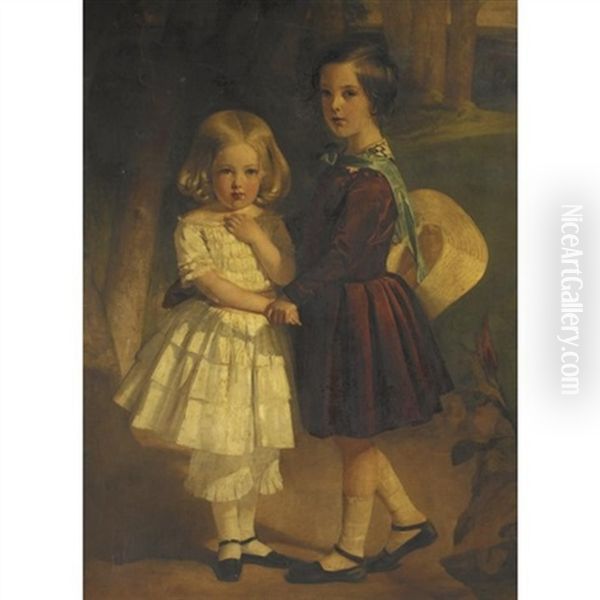 Portrait Of The Durham Sisters Oil Painting by Sir Francis Grant