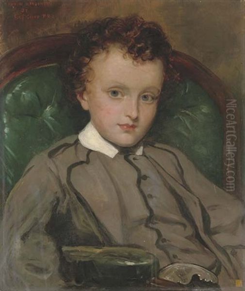 Portrait Of The Hon. Henry Charles Hardinge (1857-1924), Later 3rd Viscount Hardinge, Half-length, Seated In A Grey Suit Oil Painting by Sir Francis Grant