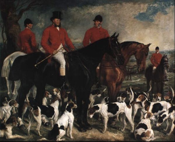 Portrait Of Gerard Leight, Master Of The Hertforshire Hounds At A Meet Oil Painting by Sir Francis Grant