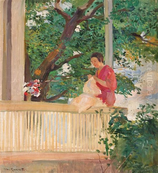 Pe Veranda Oil Painting by Nicolae Grant